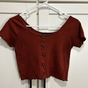 Rust Button-Up Crop Top